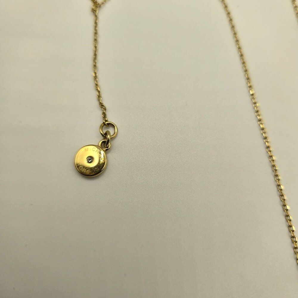 Michael Kors Gold Tone Pave Monogram Mother of Pearl Necklace - Picture 5 of 7
